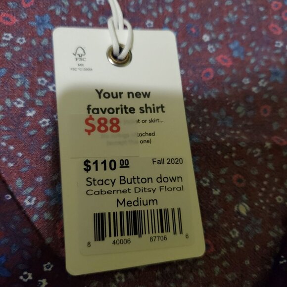 Marine Layer stacy button down cabernet ditsy floral sz medium 3/4 sleeve Vneck - Picture 8 of 13